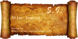 Stier Ingrid névjegykártya